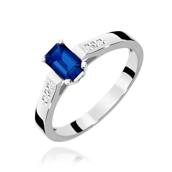 Pierścionek Szafir 0,60ct białe złoto 375