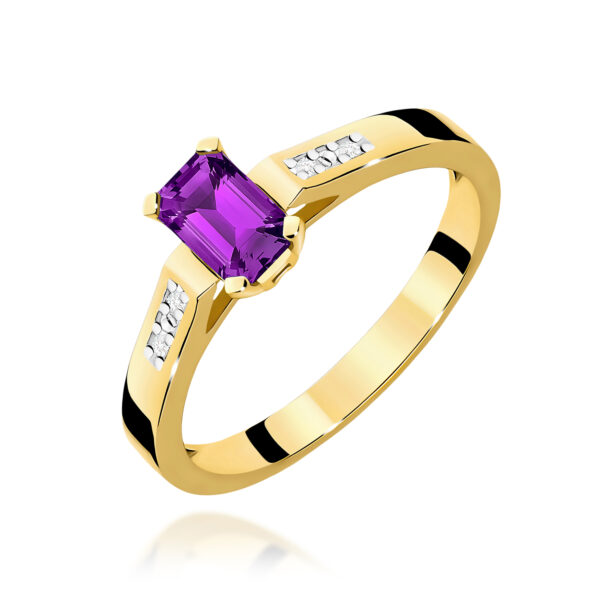 Pierścionek Ametyst 0,50ct żółte złoto