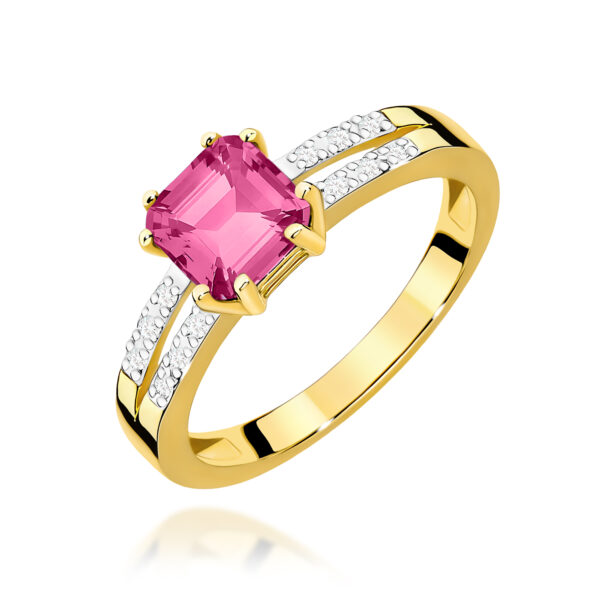 Pierścionek Różowy Topaz 1,10ct żółte złoto 375