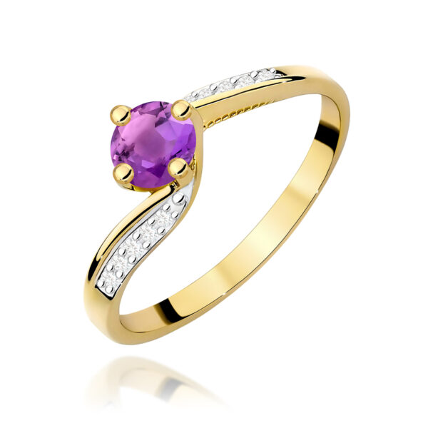 Pierścionek Ametyst 0,50ct żółte złoto