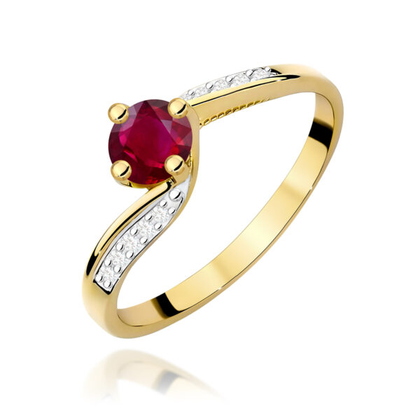 Pierścionek Rubin 0,60ct żółte złoto