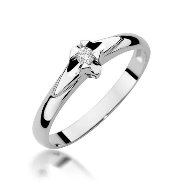 Pierścionek Diament 0,04ct białe złoto 375
