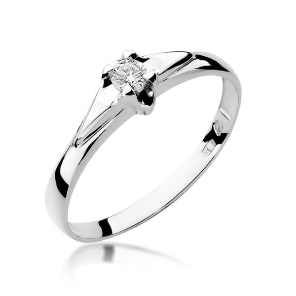 Pierścionek Diament 0,10ct białe złoto 375