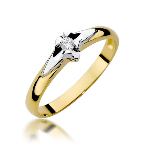 Pierścionek Diament 0,04ct żółte złoto
