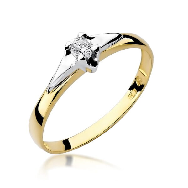 Pierścionek Diament 0,08ct żółte złoto 375