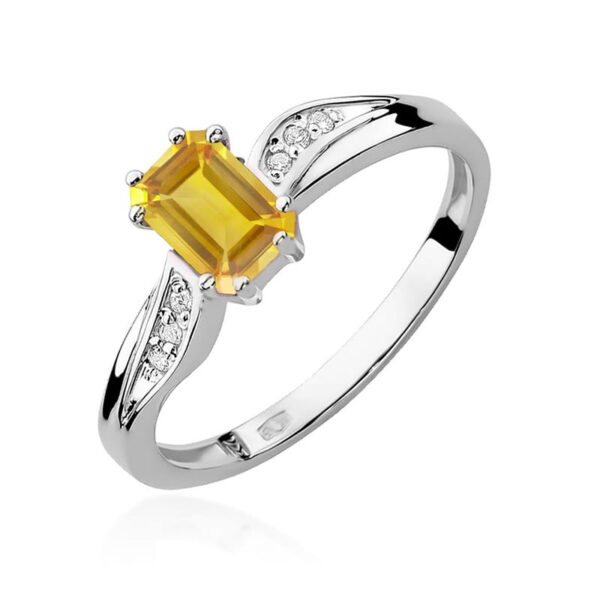 Pierścionek Cytryn 0,60ct białe złoto