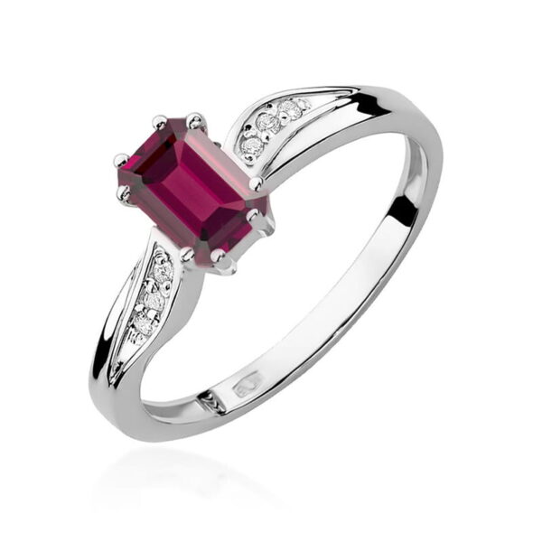 Pierścionek Granat 0,70ct białe złoto