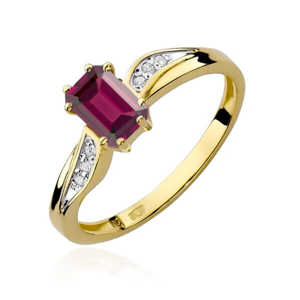 Pierścionek Granat 0,70ct żółte złoto 375