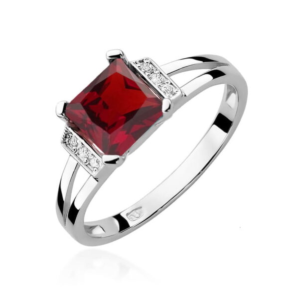 Pierścionek Granat 1,30ct białe złoto 375