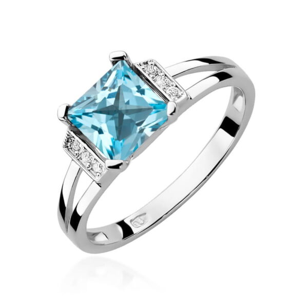 Pierścionek Topaz Swiss 1,40ct białe złoto 375