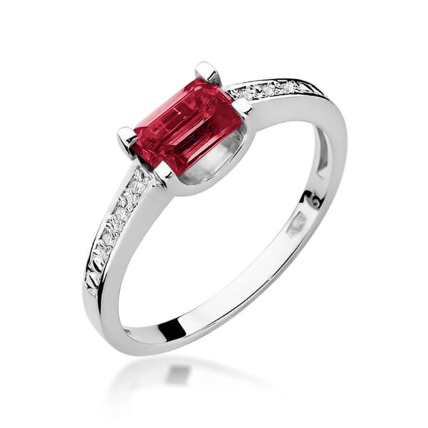 Pierścionek Rubin 0,80ct białe złoto 375