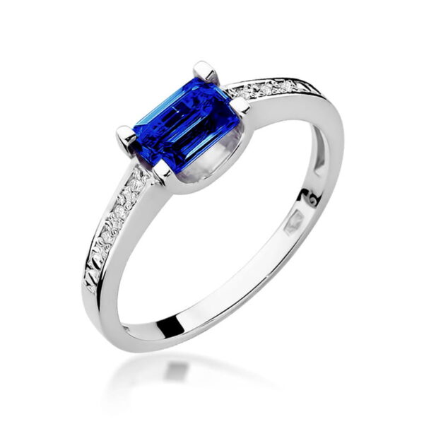 Pierścionek Szafir 0,60ct białe złoto 375