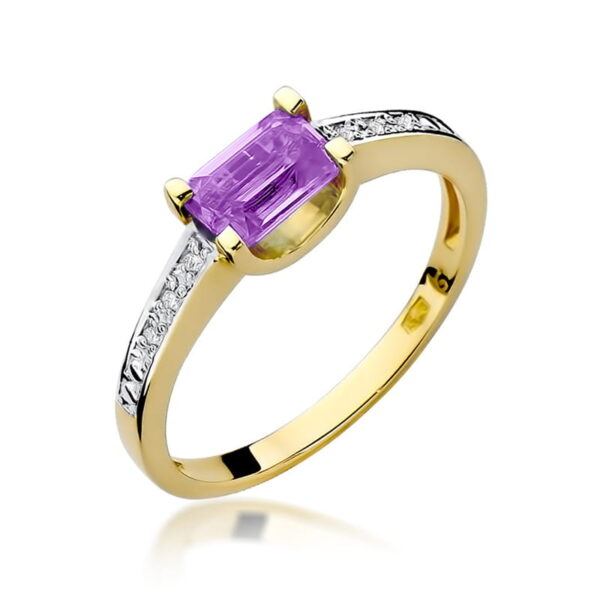 Pierścionek Ametyst 0,60ct żółte złoto