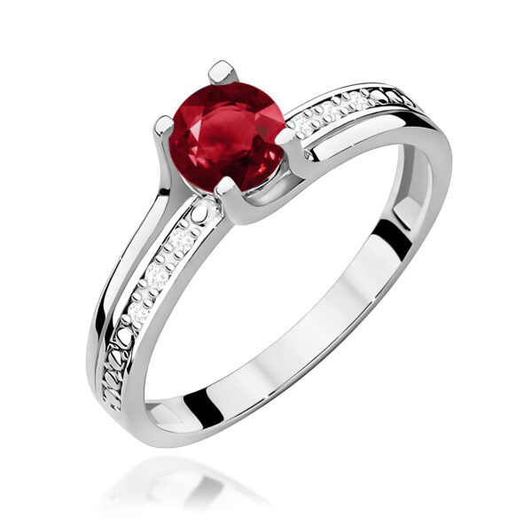 Pierścionek Granat 0,60ct białe złoto