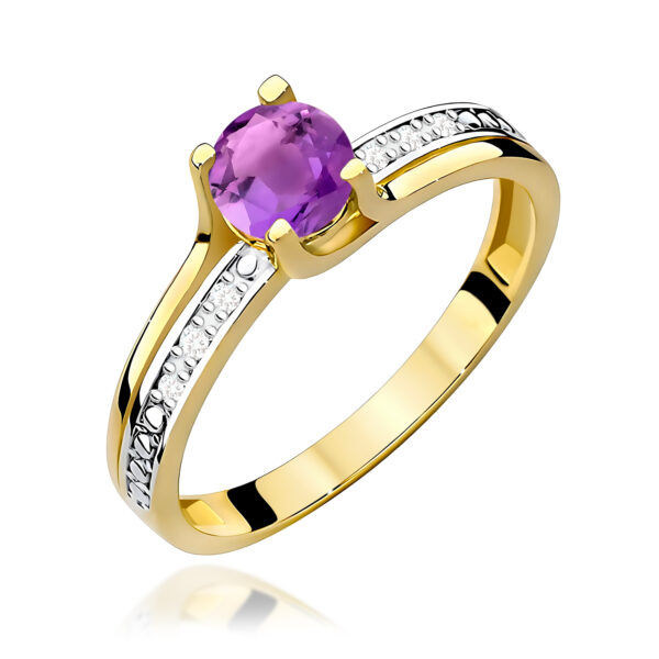 Pierścionek Ametyst 0,50ct żółte złoto
