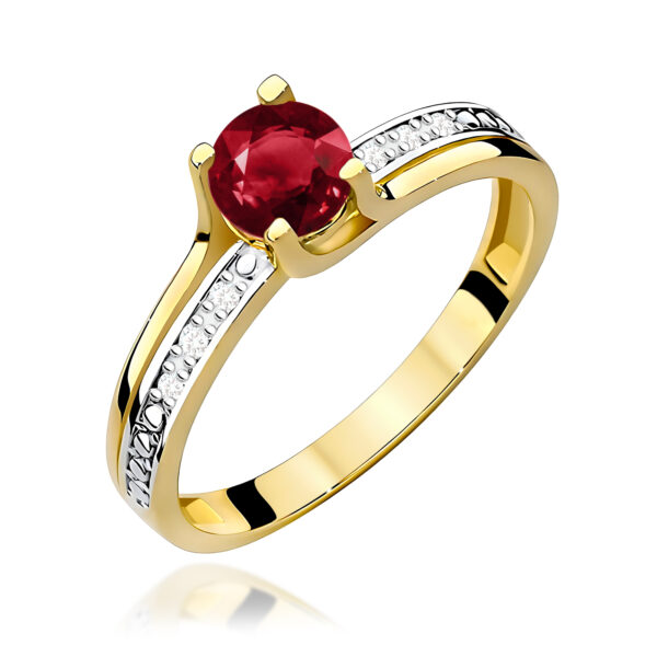 Pierścionek Granat 0,60ct żółte złoto 375