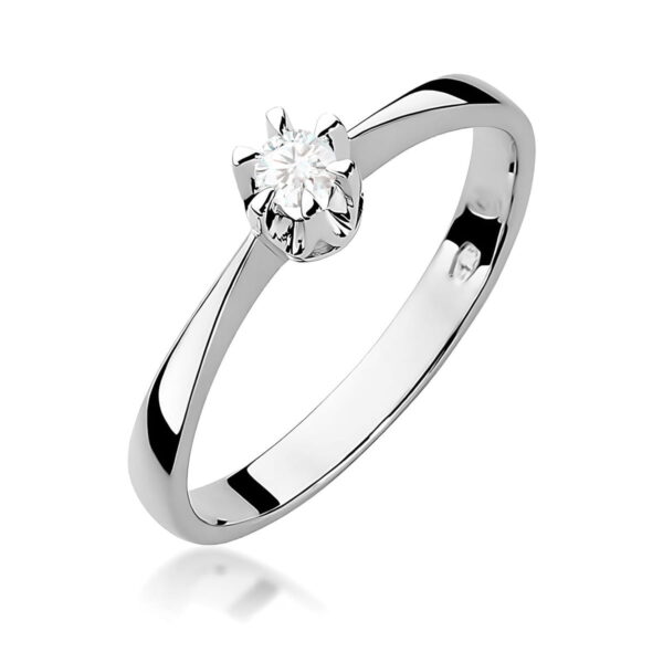 Pierścionek Diament 0,10ct Białe złoto 375