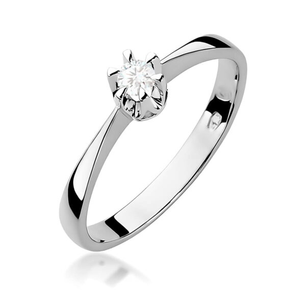 Pierścionek Diament 0,12ct białe złoto 375