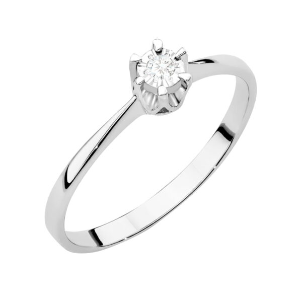 Pierścionek Diament 0,03ct Białe złoto 375