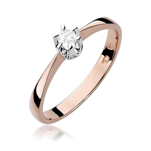Pierścionek Diament 0,10ct różowe złoto