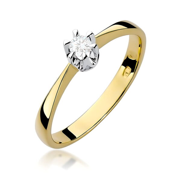 Pierścionek Diament 0,08ct żółte złoto