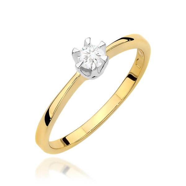 Pierścionek Diament 0,15ct żółte złoto