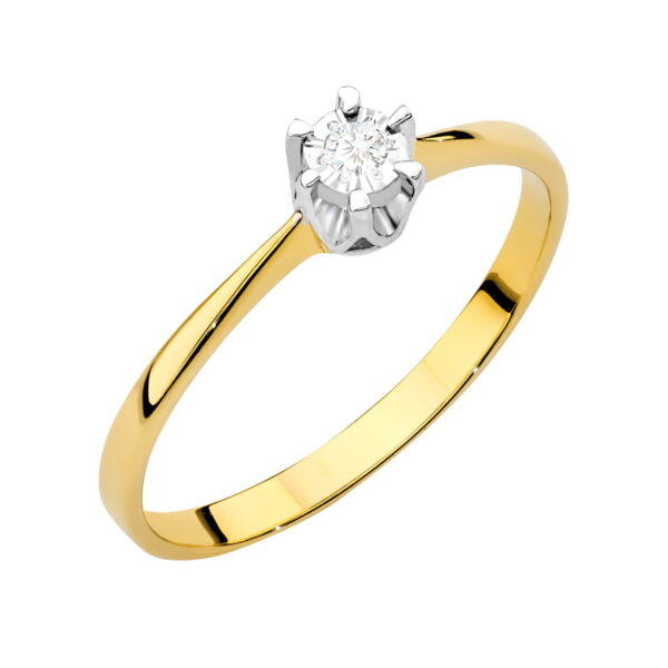 Pierścionek Diament 0,03ct Żółte złoto 375