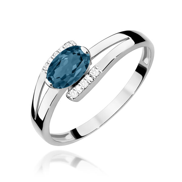 Pierścionek Topaz London Blue 0,50ct białe złoto 375