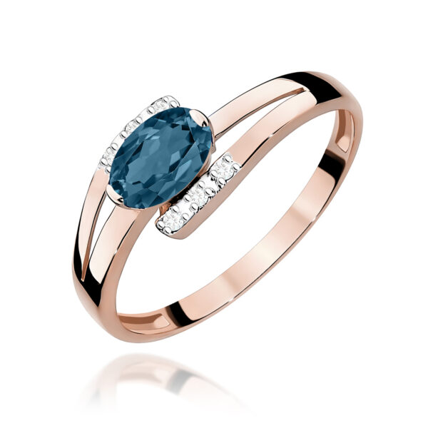 Pierścionek Topaz London Blue 0,50ct złoto różowe 375