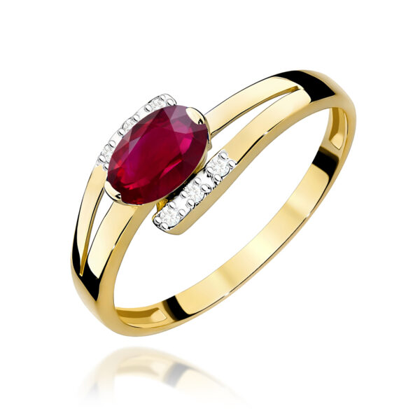 Pierścionek Rubin 0,60ct żółte złoto