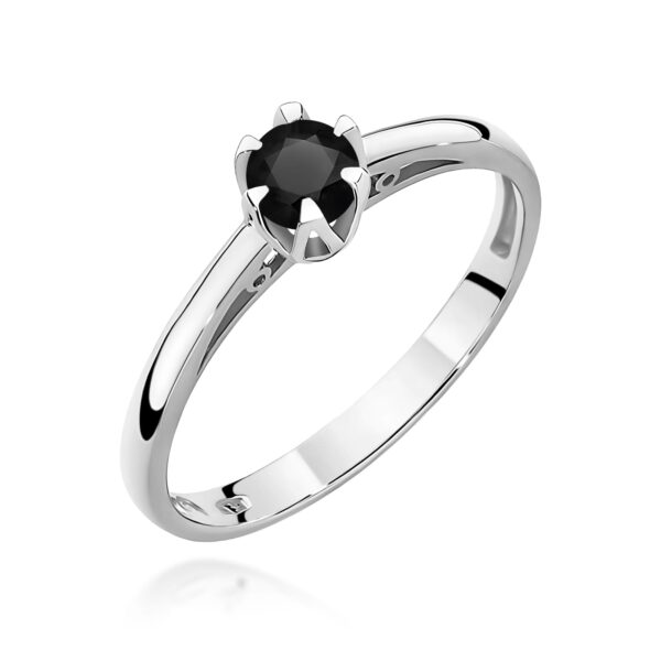 Pierścionek Czarny Diament 0,20ct białe złoto 375