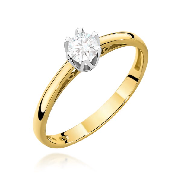 Pierścionek Diament 0,15ct żółte złoto