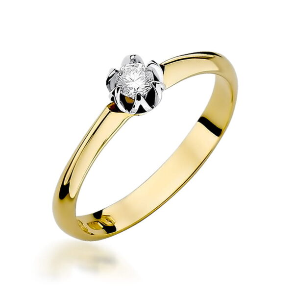 Pierścionek Diament 0,10ct żółte złoto 375