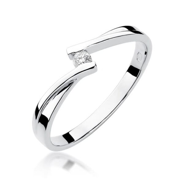 Pierścionek Diament 0,04ct Białe złoto 375