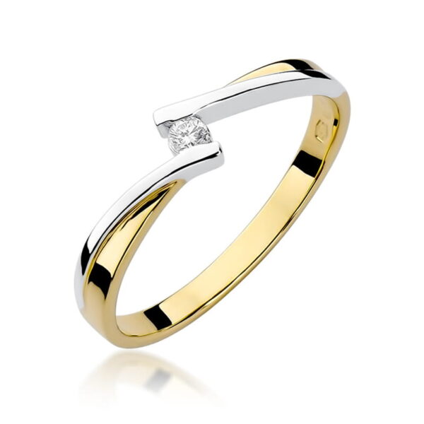 Pierścionek Diament 0,04ct Żółte złoto 375