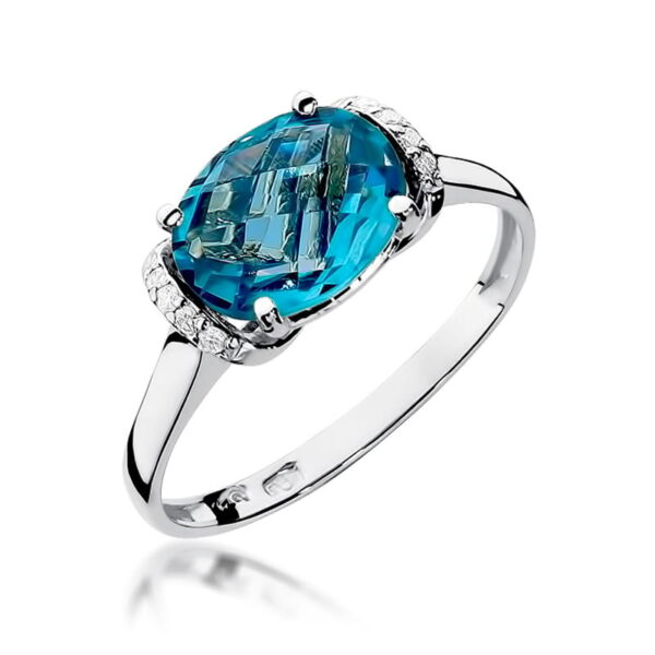 Pierścionek Topaz Swiss 1,70ct białe złoto 375