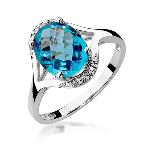 Pierścionek Topaz Swiss 3,00ct białe złoto 375