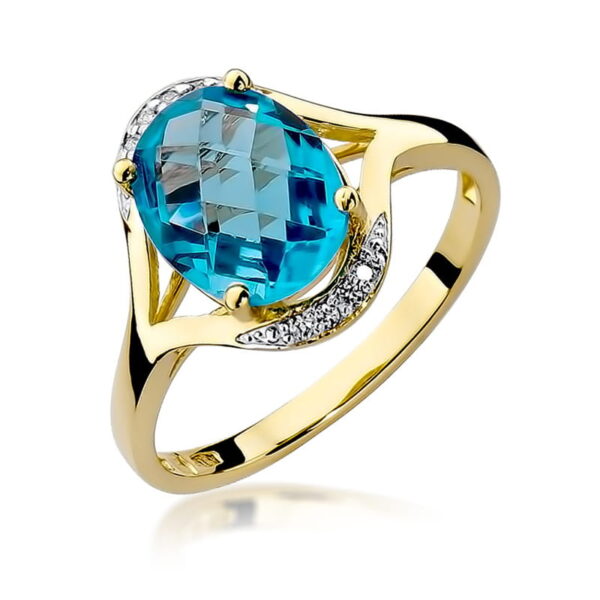 Pierścionek Topaz Swiss 3,00ct żółte złoto 375