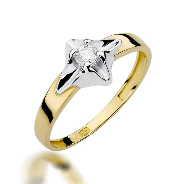 Pierścionek Diament 0,12ct żółte złoto