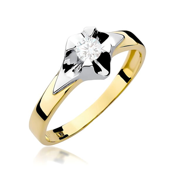 Pierścionek Diament 0,25ct żółte złoto 375