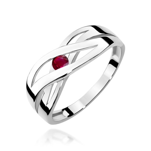 Pierścionek Rubin 0,15ct białe złoto 375