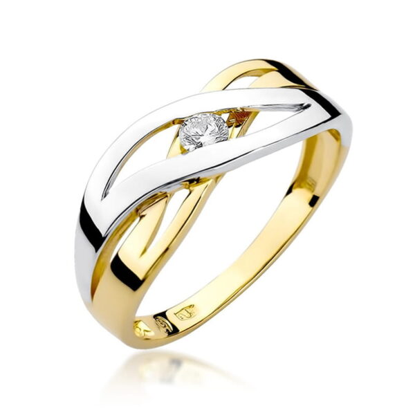 Pierścionek Diament 0,10ct Żółte złoto 375
