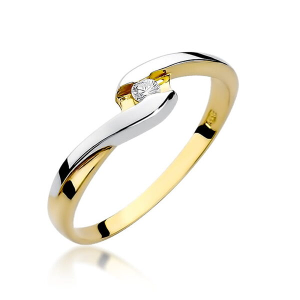 Pierścionek Diament 0,05ct żółte złoto