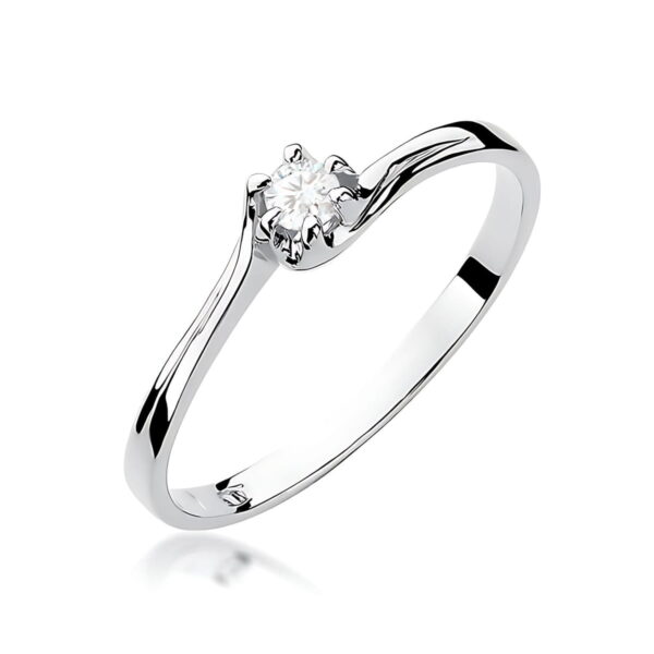 Pierścionek Diament 0,10ct białe złoto 375