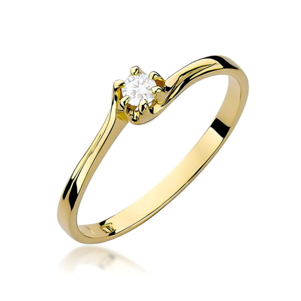 Pierścionek Diament 0,10ct żółte złoto 375