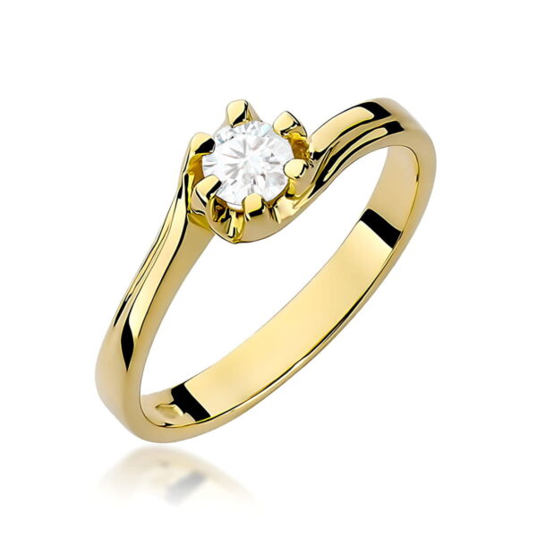 Pierścionek Diament 0,30ct żółte złoto 375