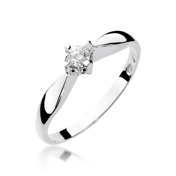 Pierścionek Diament 0,12ct białe złoto