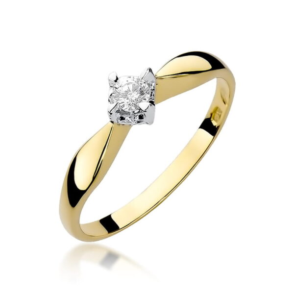 Pierścionek Diament 0,12ct Żółte złoto 375