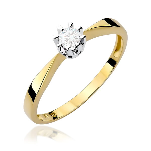 Pierścionek Diament 0,15ct Żółte złoto 375