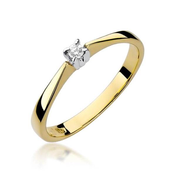 Pierścionek Diament 0,03ct żółte złoto